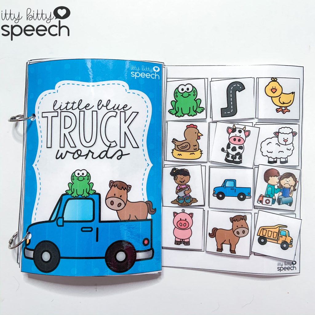 Little Blue Truck Words interactive book for speech therapy 