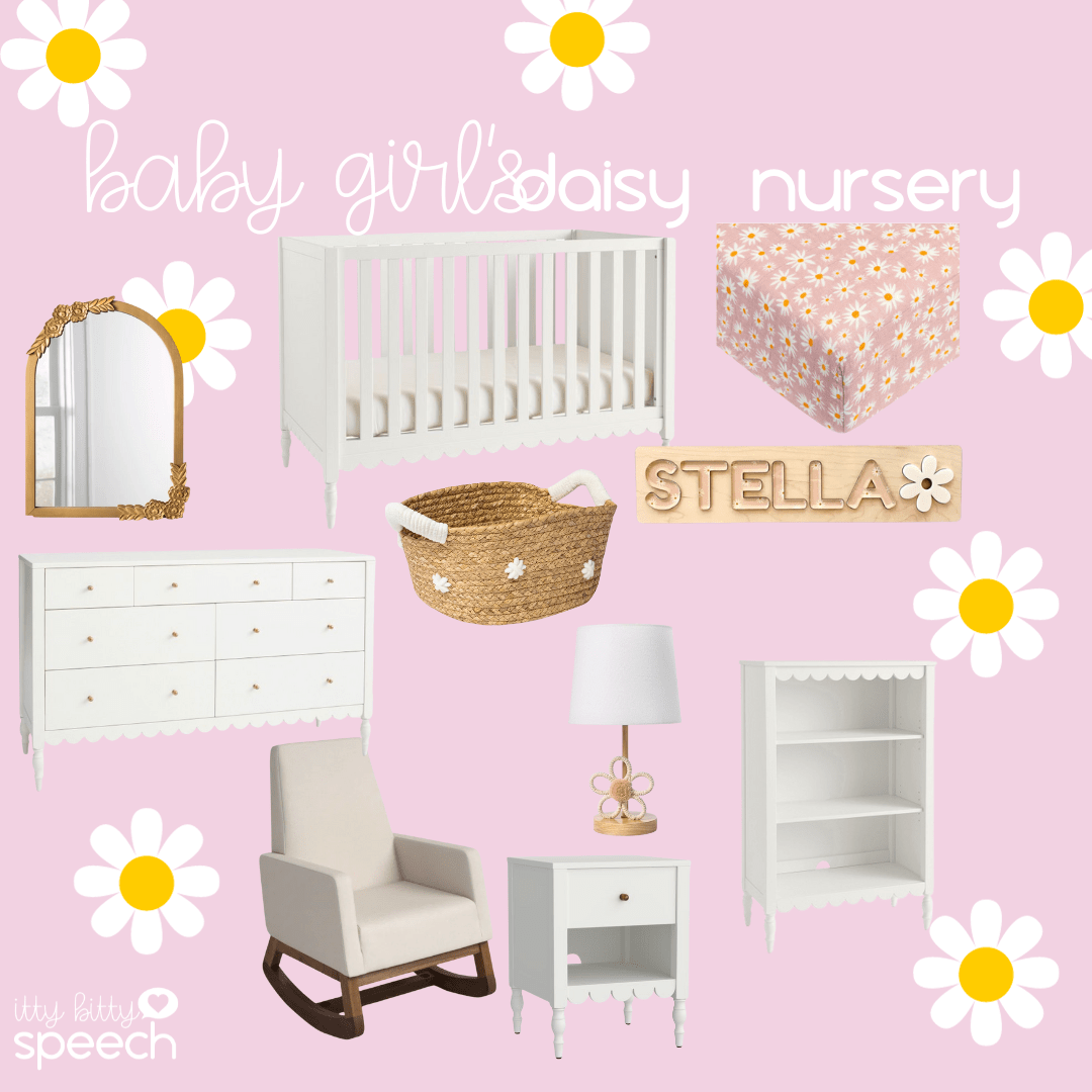 A Classic, Daisy Themed Nursery For Baby Girl - Itty Bitty Speech